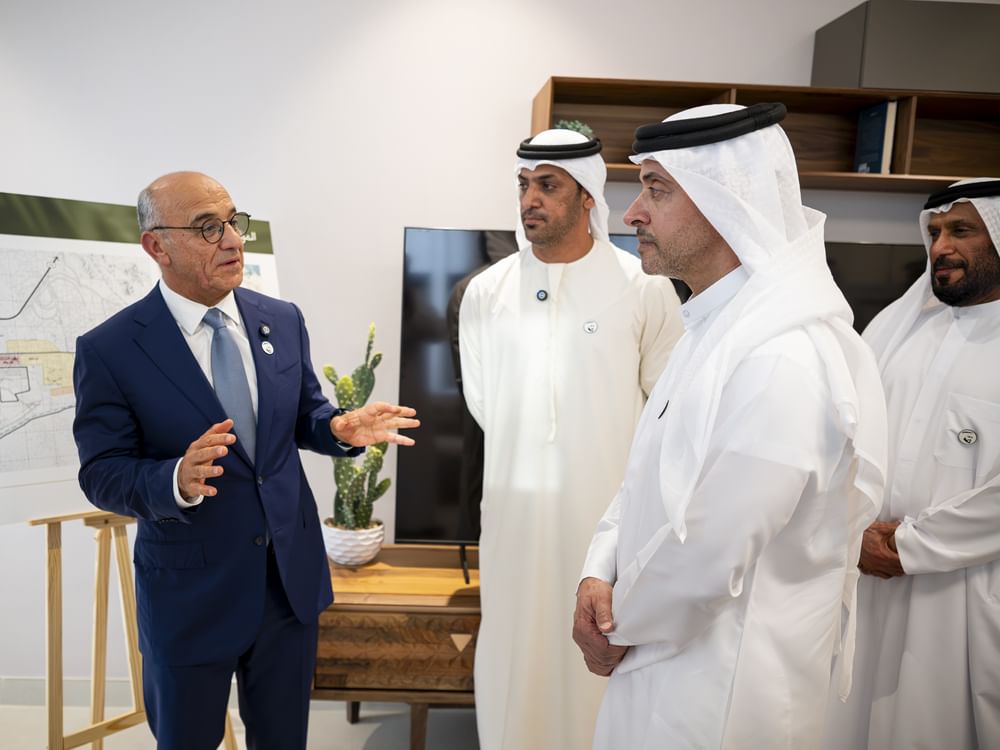 Hazza bin Zayed reviews progress of Al Dhaher Housing Project in Al Ain Region