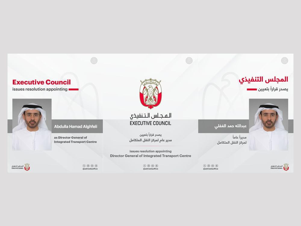 Executive Council issues resolution appointing Abdulla Hamad Alghfeli as Director General of Integrated Transport Centre