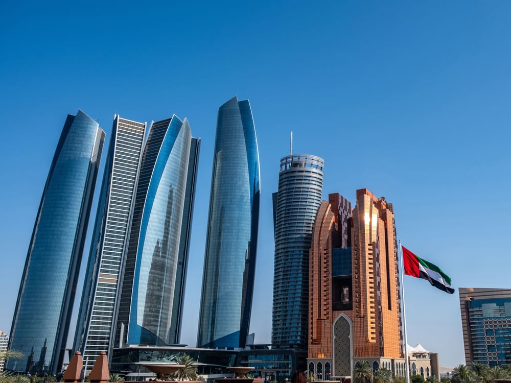 Debris from drones intercepted by air defence systems falls on façade of one of Etihad Towers buildings