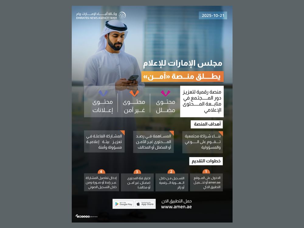 مجلس الإمارات للإعلام يطلق منصة "آمن " لتعزيز المشاركة المجتمعية في بناء إعلام مسؤول وآمن