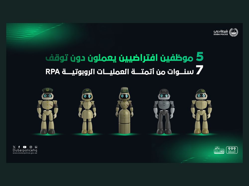 5 موظفين افتراضيين يعملون دون توقف في شرطة دبي 