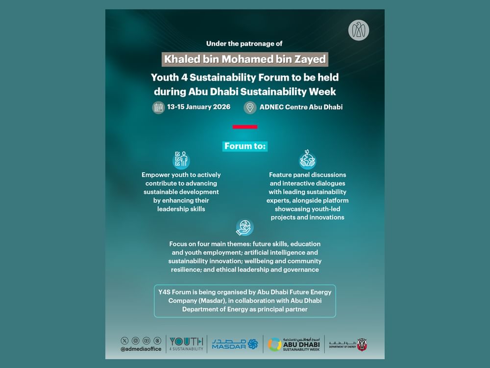 Youth 4 Sustainability Annual Forum to take place during Abu Dhabi Sustainability Week in January 2026