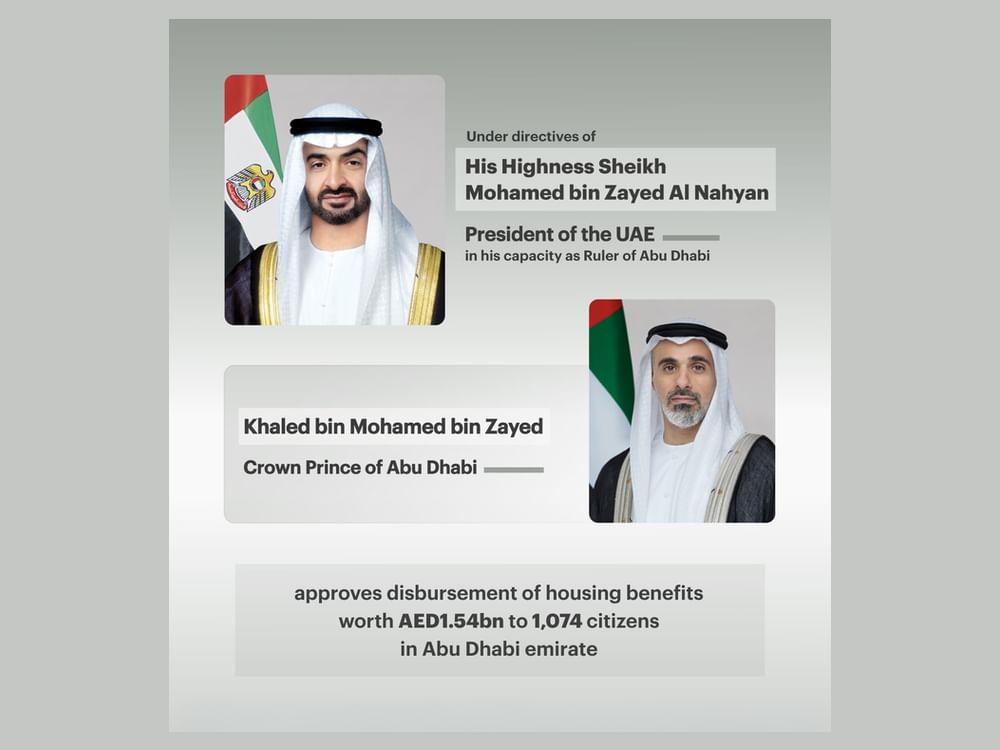 Under directives of UAE President, Crown Prince of Abu Dhabi approves AED1.54bn housing benefits package for citizens ahead of Eid Al Adha