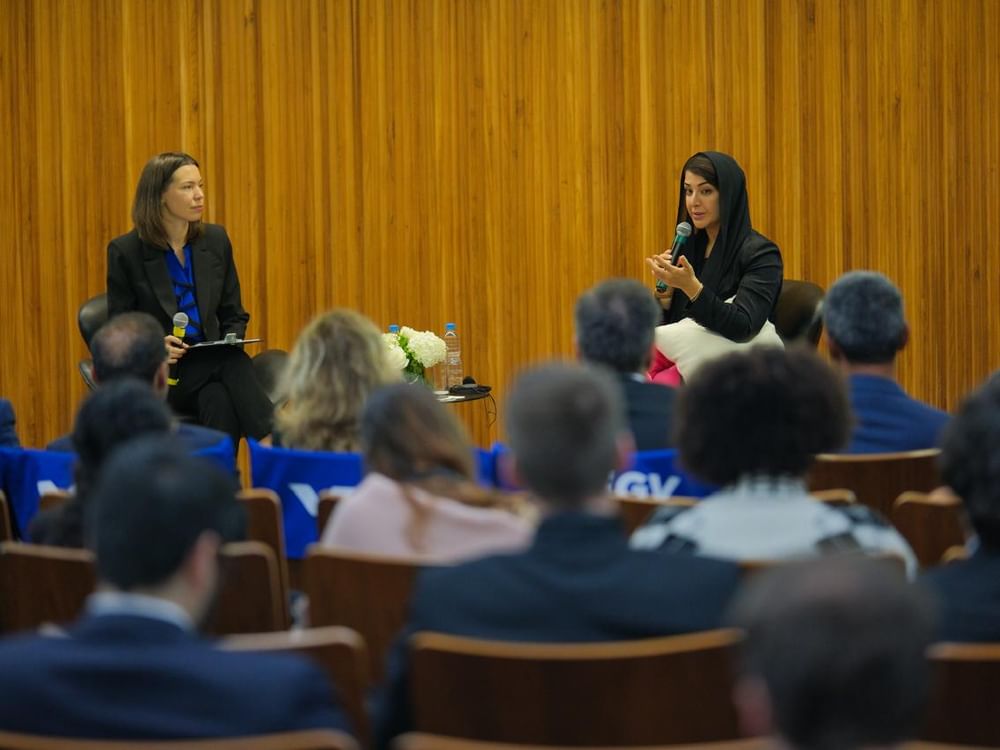 FGV recebe ministra dos Emirados para conversa estratégica sobre o BRICS 2025 e cooperação bilateral com o Brasil