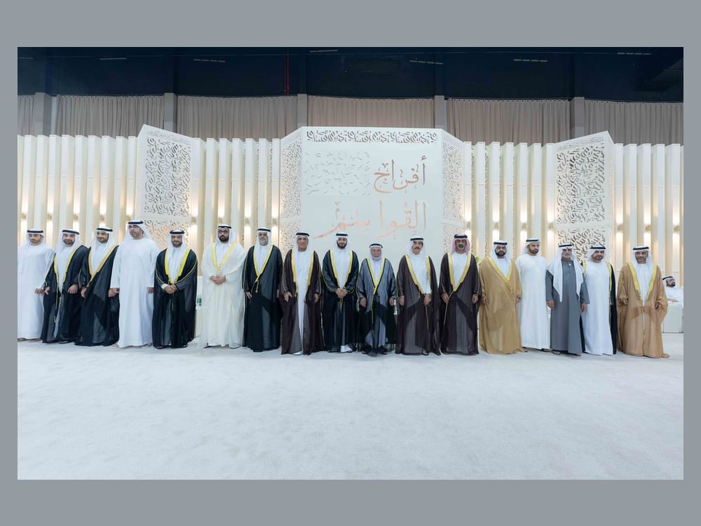 حكام الشارقة وأم القيوين ورأس الخيمة وأولياء العهود والشيوخ يشهدون حفل زفاف الشيخ أحمد بن سلطان بن محمد القاسمي