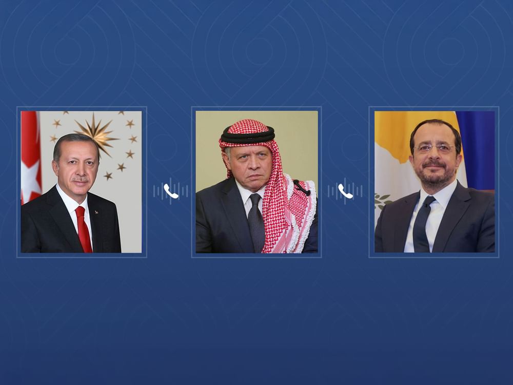 ملك الأردن والرئيسان التركي والقبرصي يبحثون سبل تهدئة التوترات الإقليمية
