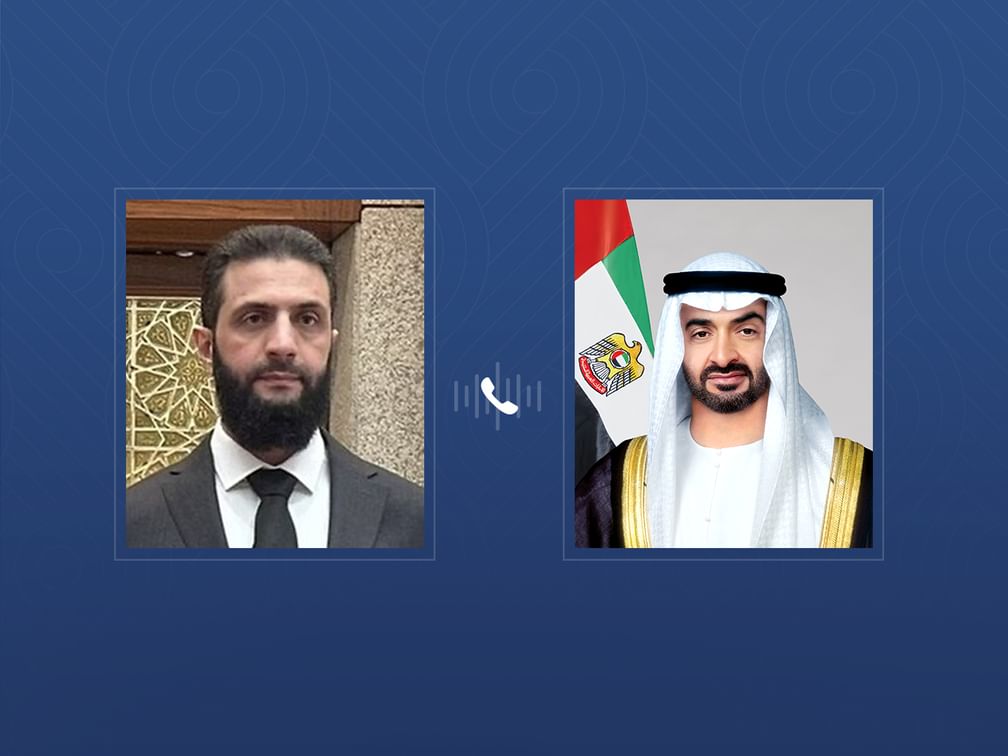 رئيس الدولة يؤكد خلال اتصال تلقاه من الشرع موقف الإمارات الداعم لكل ما يحقق تطلعات الشعب السوري الشقيق نحو الأمن والاستقرار