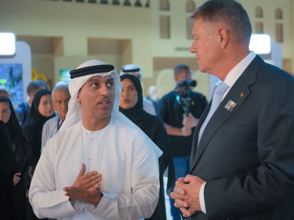 Ahmad Belhoul Al Falasi receives Romanian President during COP28