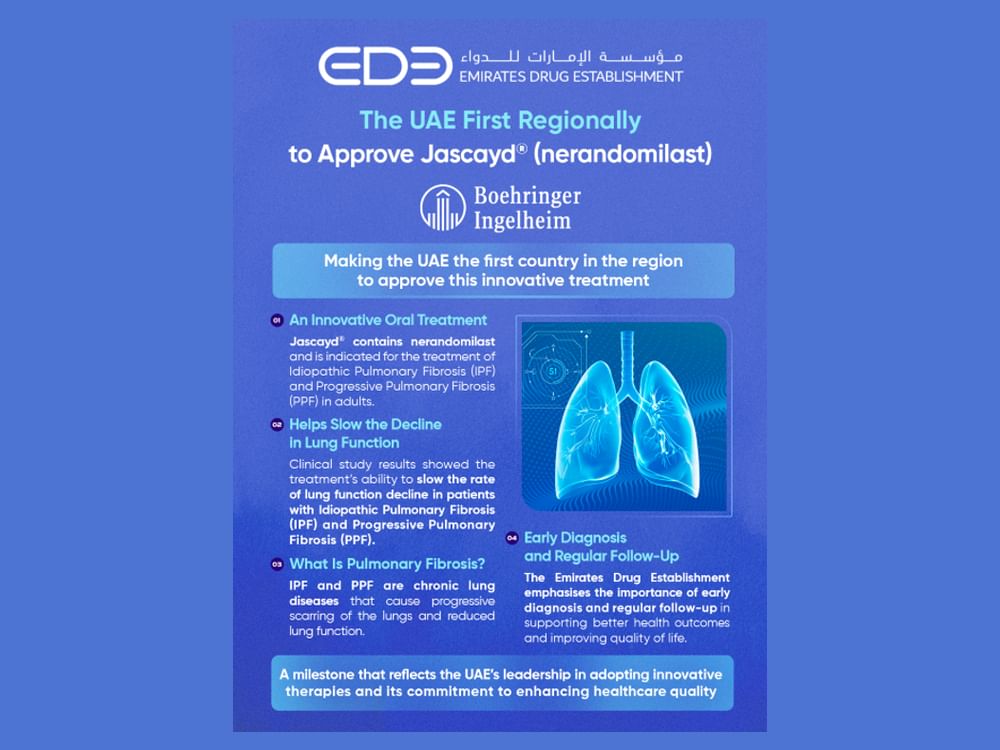 Emirates Drug Establishment approves innovative treatment for idiopathic pulmonary fibrosis