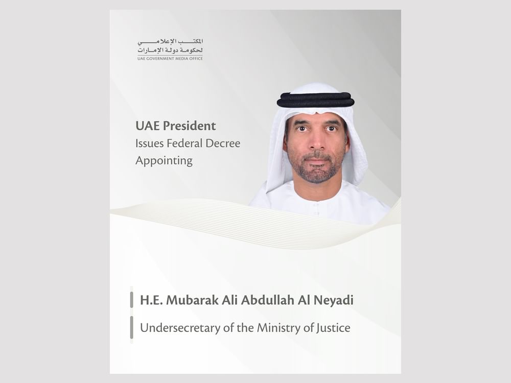 UAE President issues Federal Decree appointing Undersecretary of Ministry of Justice