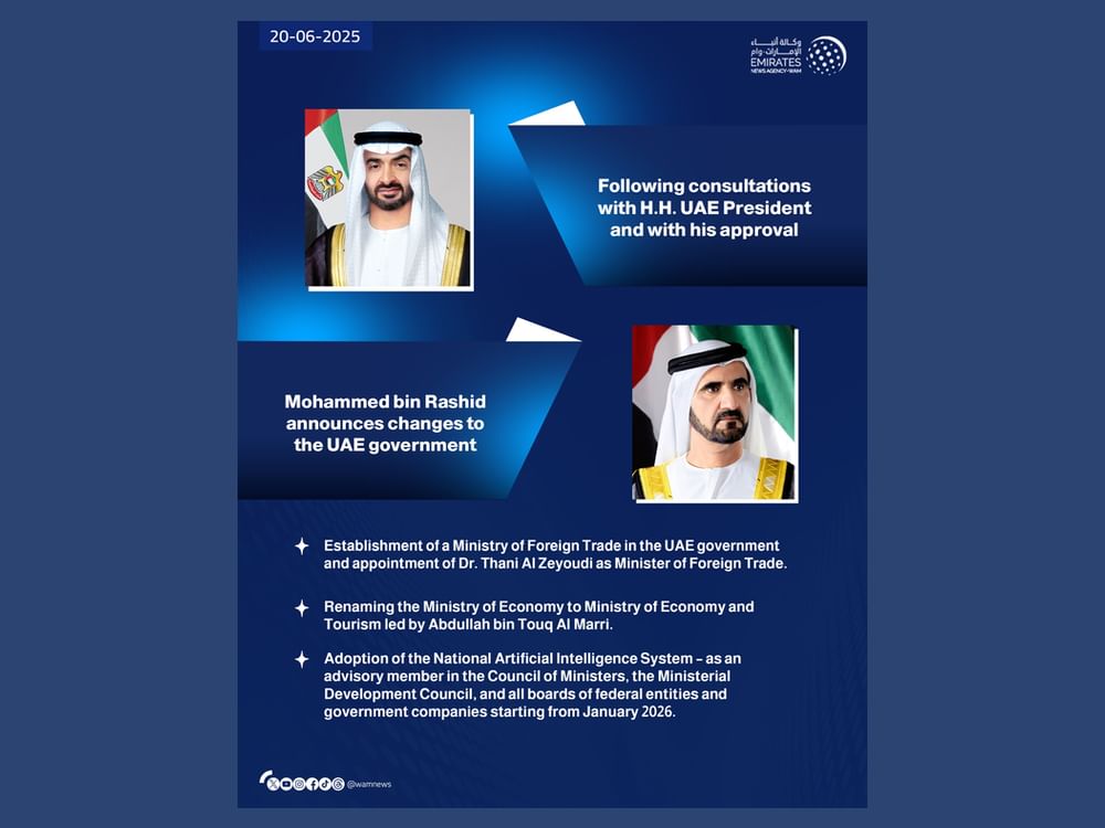 Mohammed bin Rashid announces changes to UAE government