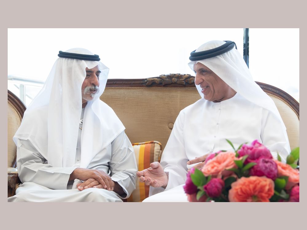 Saud bin Saqr receives Nahyan bin Mubarak, commends his support for national initiatives
