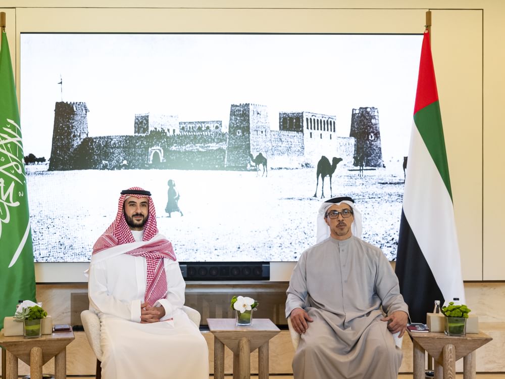 منصور بن زايد يلتقي خالد بن سلمان