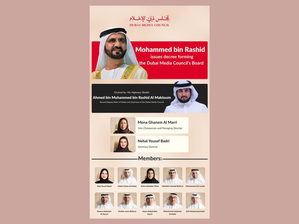 Mohammed bin Rashid issues decree reconstituting  Dubai Media Council, chaired by Ahmed bin Mohammed