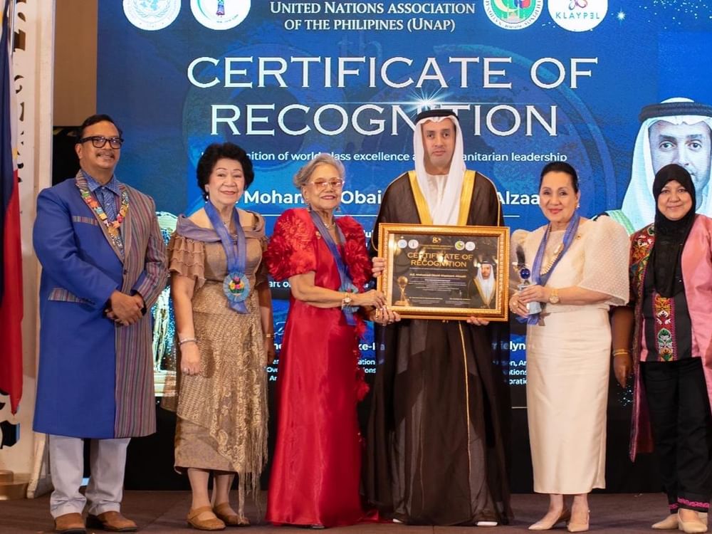 El embajador de los EAU en Filipinas, reconocido como “Embajador de Buena Voluntad para la Paz”
