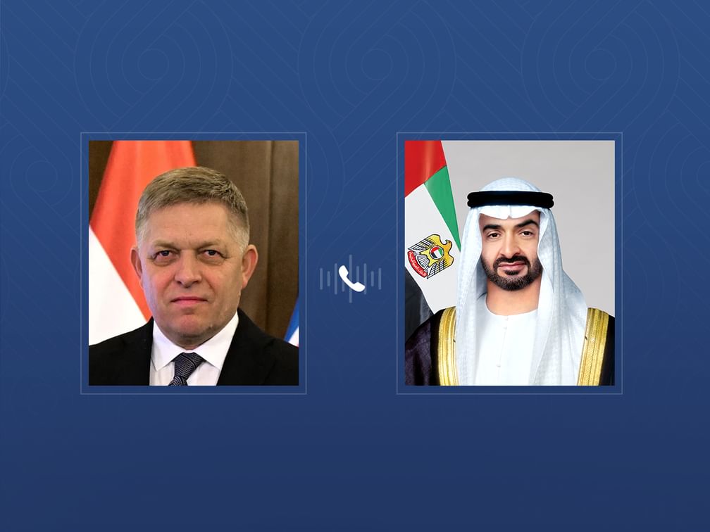 El presidente de Emiratos Árabes Unidos conversa con el primer ministro de Eslovaquia sobre la cooperación bilateral y la situación regional