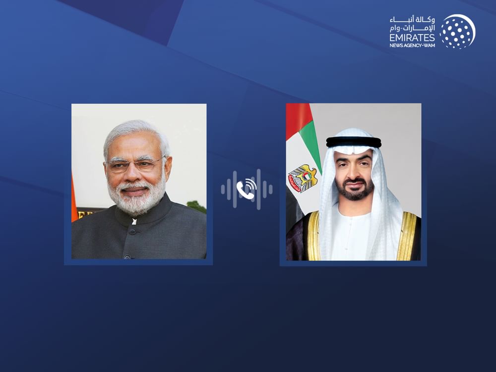 رئيس الدولة يتلقى اتصالاً هاتفياً من رئيس وزراء الهند.