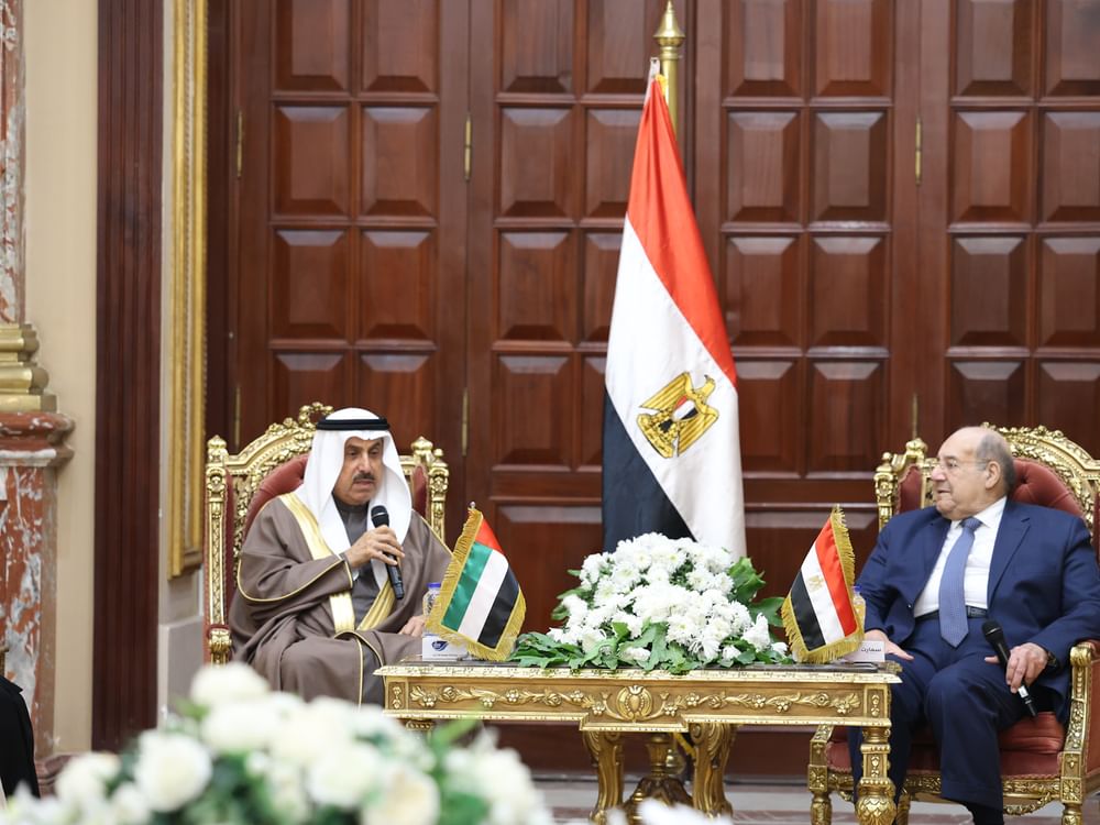 صقر غباش يبحث مع رئيس مجلس الشيوخ المصري أوجه التعاون والتنسيق البرلماني