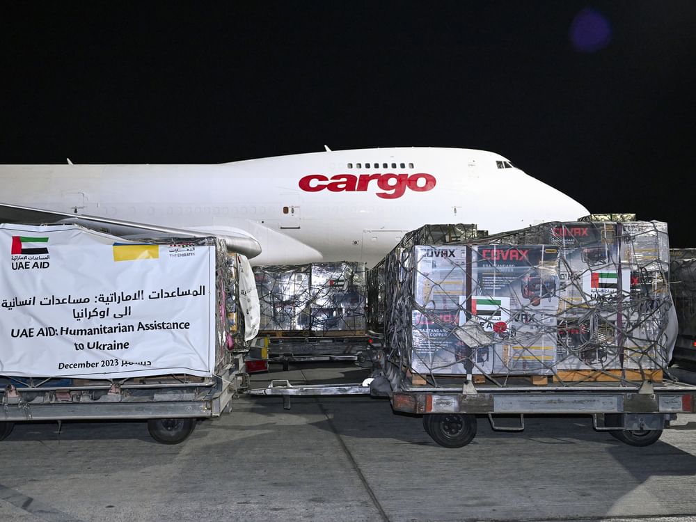 UAE sends plane carrying 1,640 household power generators to Ukraine