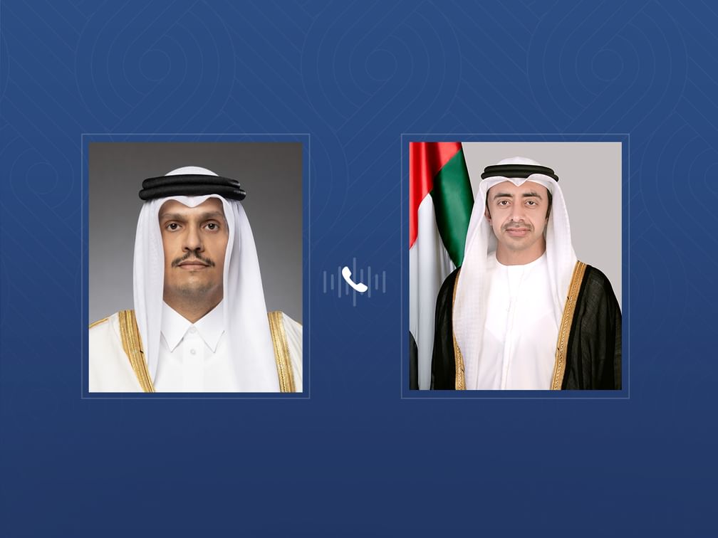 عبدالله بن زايد يتلقى خلال اتصال هاتفي تعازي رئيس مجلس الوزراء وزير الخارجية القطري في استشهاد اثنين من منتسبي القوات المسلحة