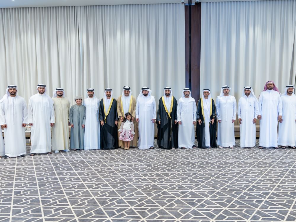 حمدان ومكتوم وأحمد بن محمد يحضرون أفراح بن سليمان والمهيري