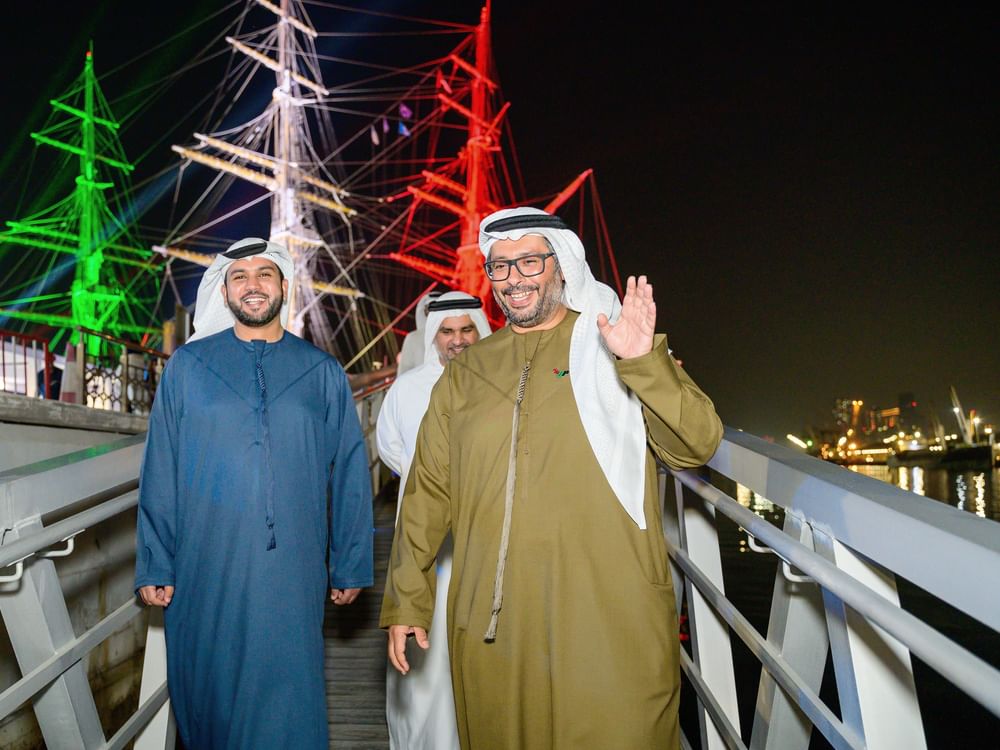Ahmed bin Hamdan visits Italian ship 'Amerigo Vespucci' at Port Zayed Cruise Terminal