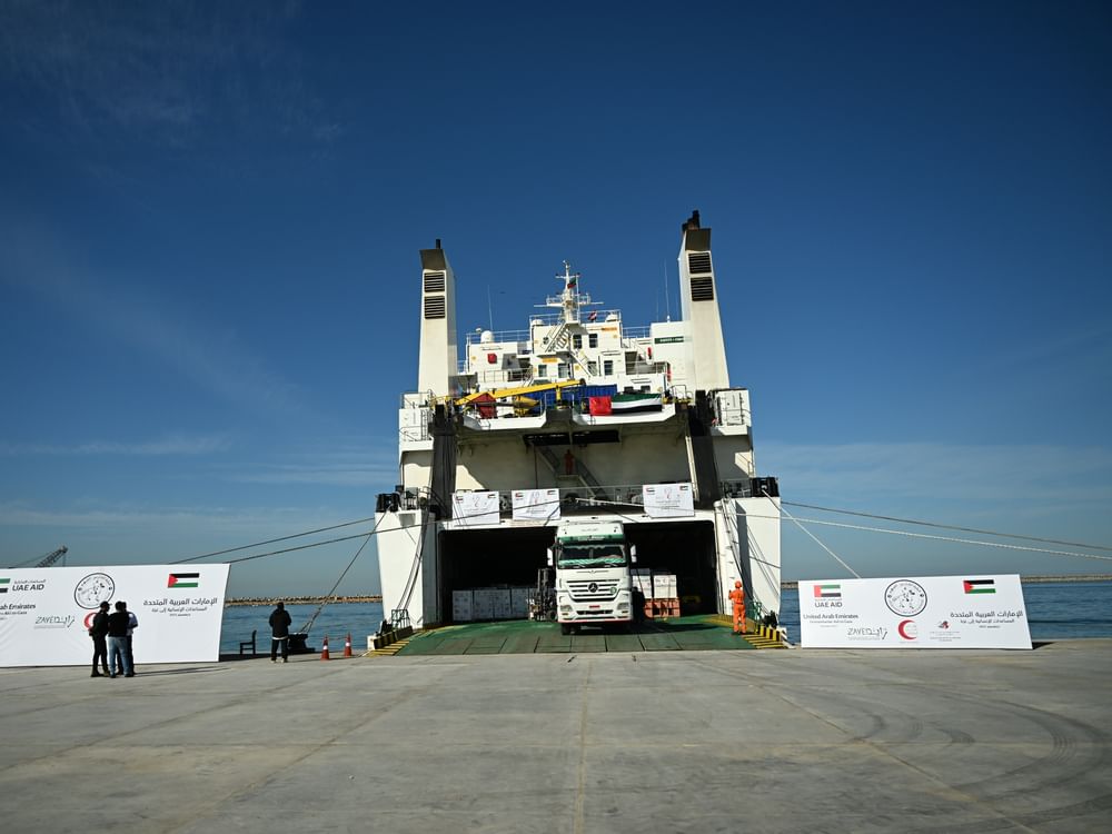 Kapal bantuan UEA tiba di Al Arish membawa 4.000 ton pasokan bantuan untuk mendukung Gaza