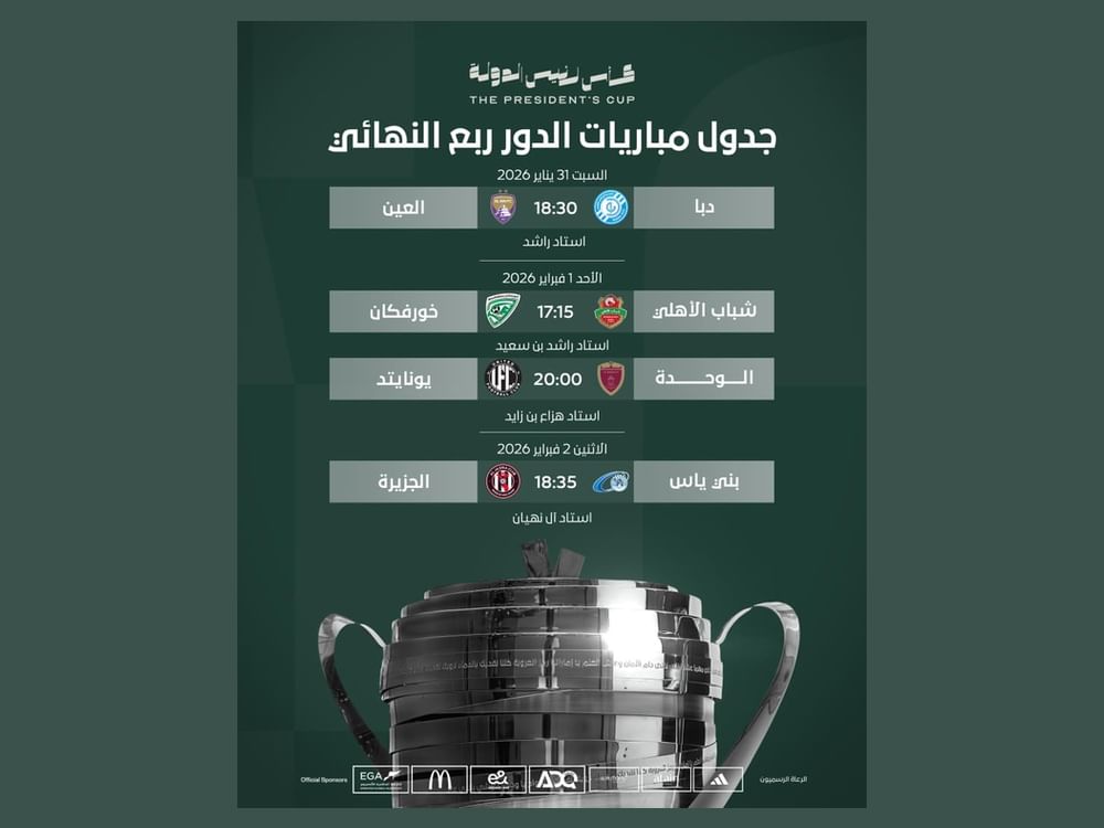 اتحاد الكرة يعلن مواعيد وملاعب مباريات ربع نهائي كأس رئيس الدولة