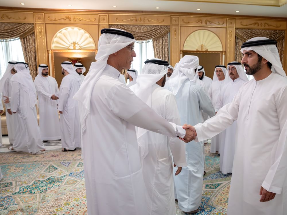 حمدان بن محمد ومكتوم بن محمد يواصلان تقبّل التعازي في وفاة الشيخ أحمد بن راشد لليوم الثاني بحضور أحمد بن محمد
