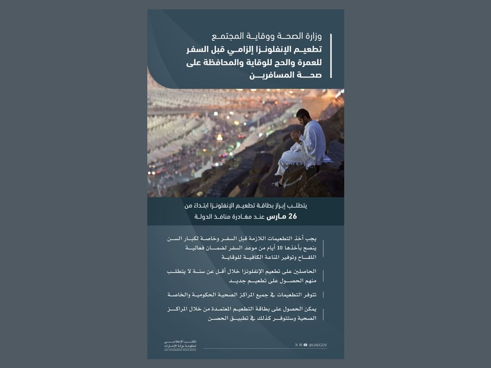 وزارة الصحة: تطعيم الإنفلونزا إلزامي قبل السفر للعمرة والحج
