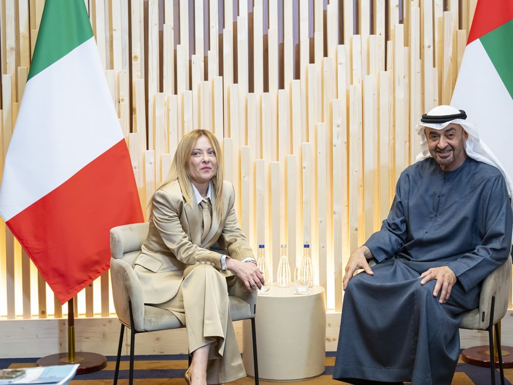 El presidente de Emiratos se reúne con la primera ministra italiana al margen de la cumbre del G7