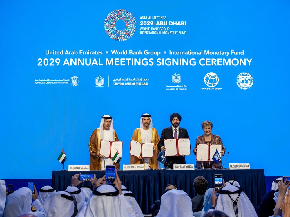 الإمارات توقع اتفاقية استضافة الاجتماعات السنوية لمجموعة البنك الدولي وصندوق النقد الدولي لعام 2029 في أبوظبي