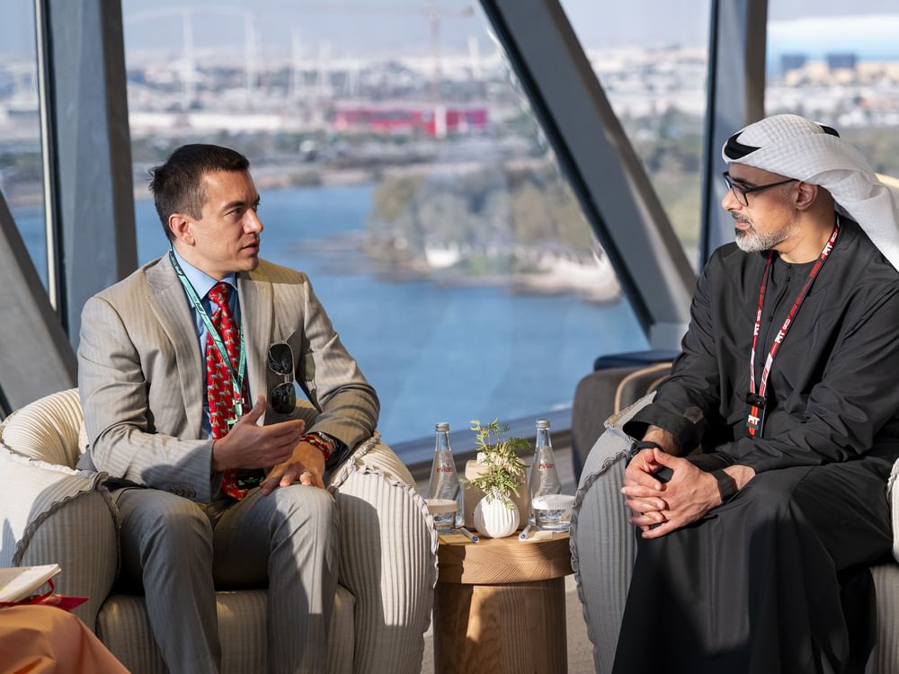 Khaled bin Mohamed bin Zayed meets President of Ecuador at Formula 1 Etihad Airways Abu Dhabi Grand Prix