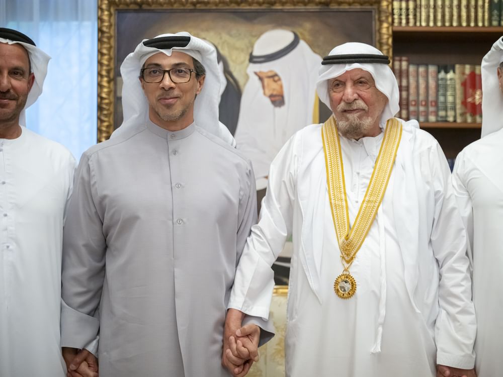 Mansour bin Zayed honours Ahmed Khalifa Al Suwaidi with UAE Order for Culture and Creativity