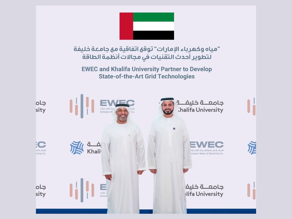"مياه وكهرباء الإمارات"وجامعة خليفة تتعاونان لتطوير تقنيات متقدمة بمجالات أنظمة الطاقة