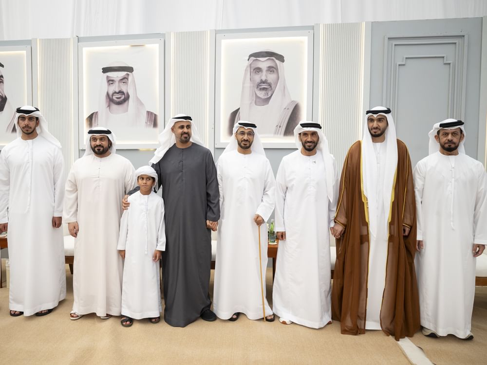 نهيان بن زايد وذياب بن محمد بن زايد يحضران حفل استقبال بمناسبة زفاف حمد خالد الكعبي