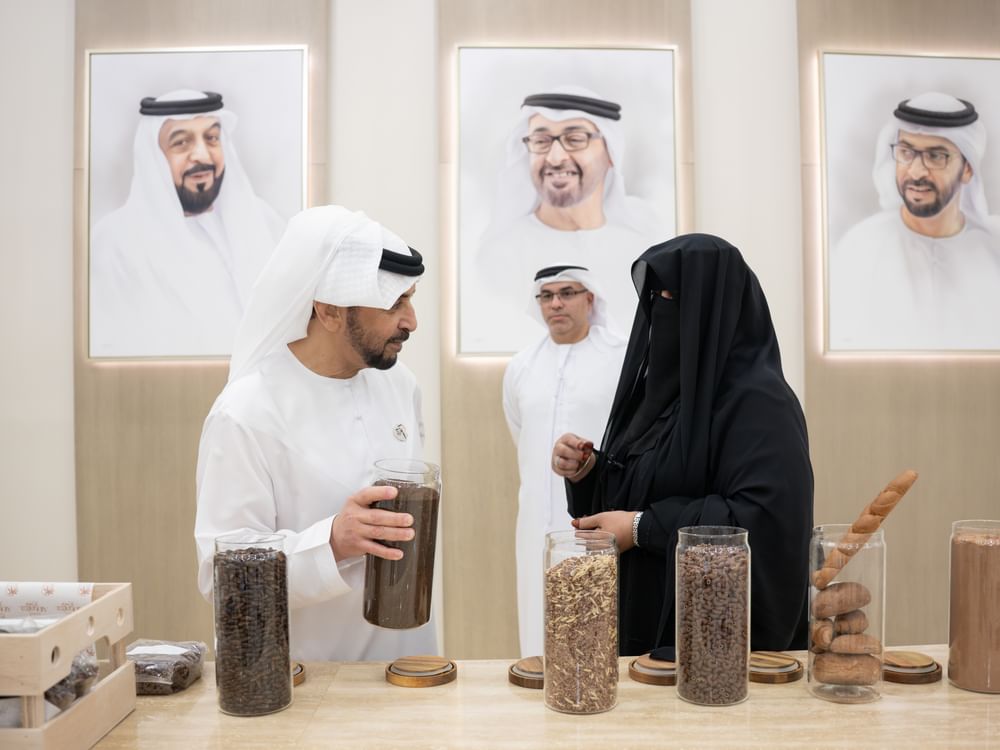 Hamdan bin Zayed meets Noura Al Mazrouei, recognises her efforts in transforming date kernels into innovative food products
