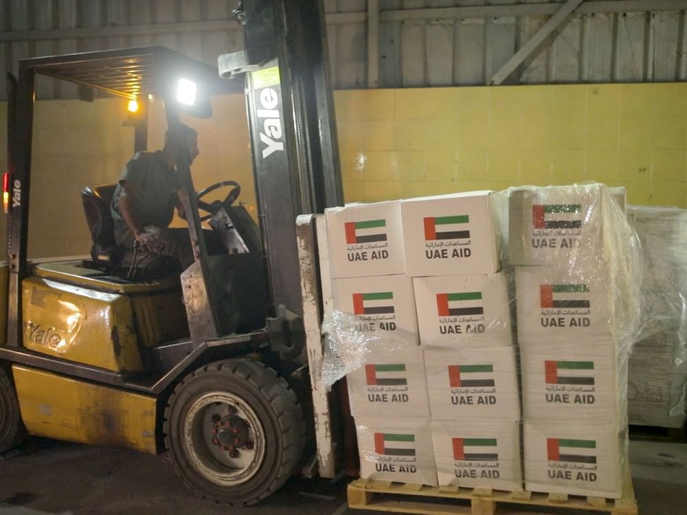 Emirati humanitarian aid convoy arrives in Gaza as part of Operation Chivalrous Knight 3