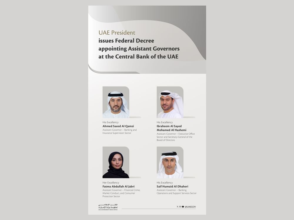 UAE President issues Federal Decree appointing Assistant Governors at CBUAE