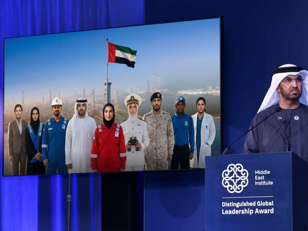 Sultan Al Jaber dedicates MEI’s Leadership Award to UAE President, frontline workers