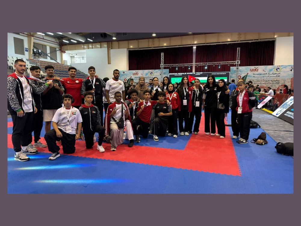 12 ميدالية ملونة حصاد منتخب الإمارات للكاراتيه في البطولة العربية بالأردن