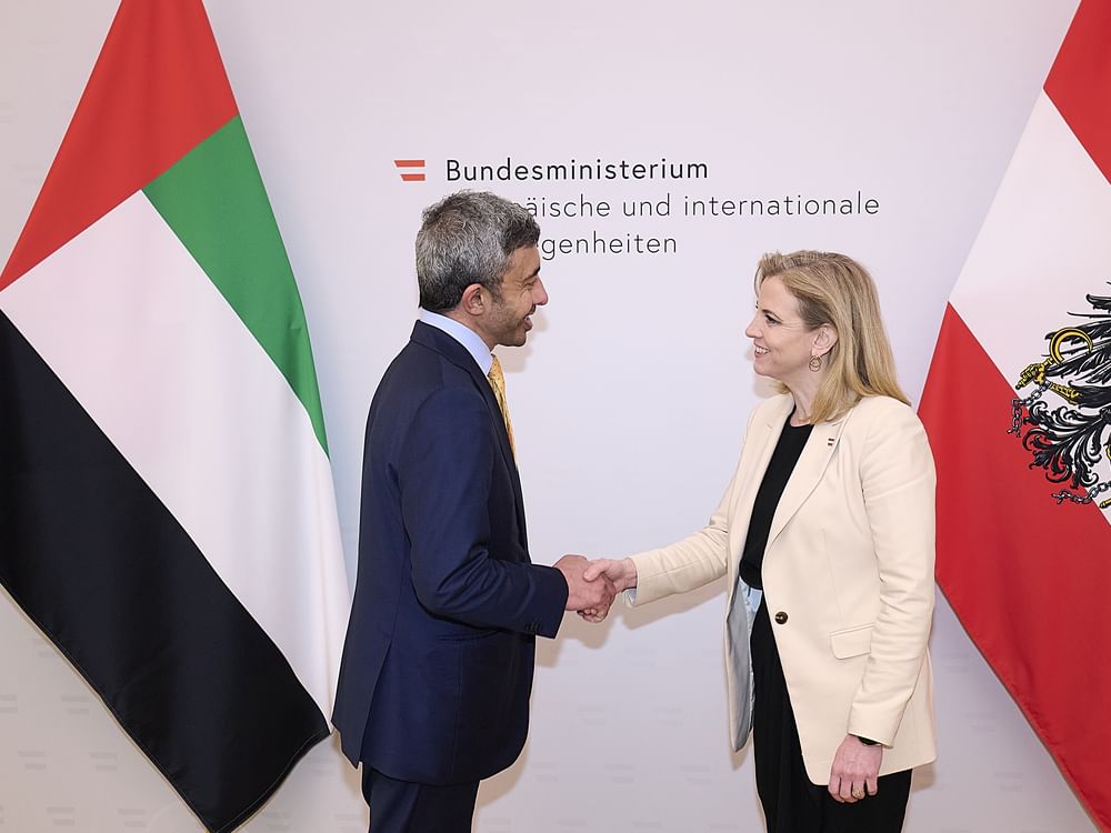 Abdullah bin Zayed meets Austria’s Federal Minister for European and International Affairs