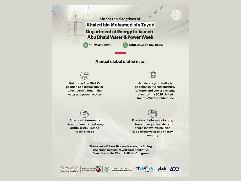 Department of Energy to launch Abu Dhabi Water & Power Week in May 2026