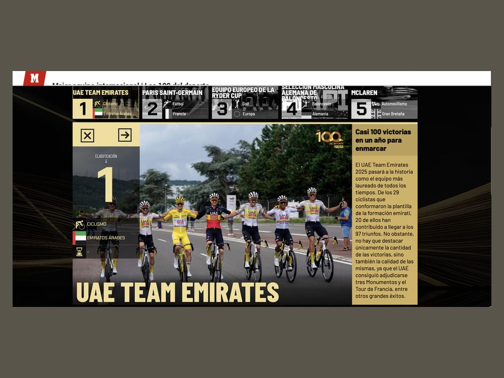 جيانيني: اختيار فريق الإمارات للدراجات الهوائية الأفضل عالمياً يبرز حجم إنجازاته 