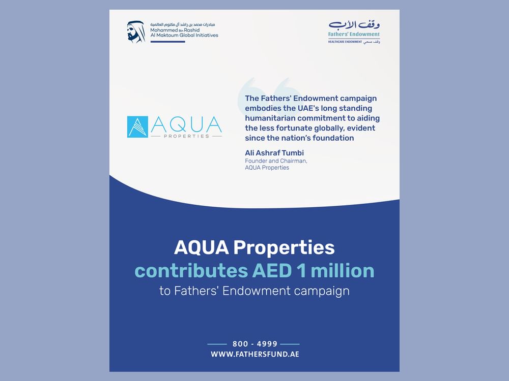 AQUA Properties contributes AED1 million to Fathers' Endowment campaign