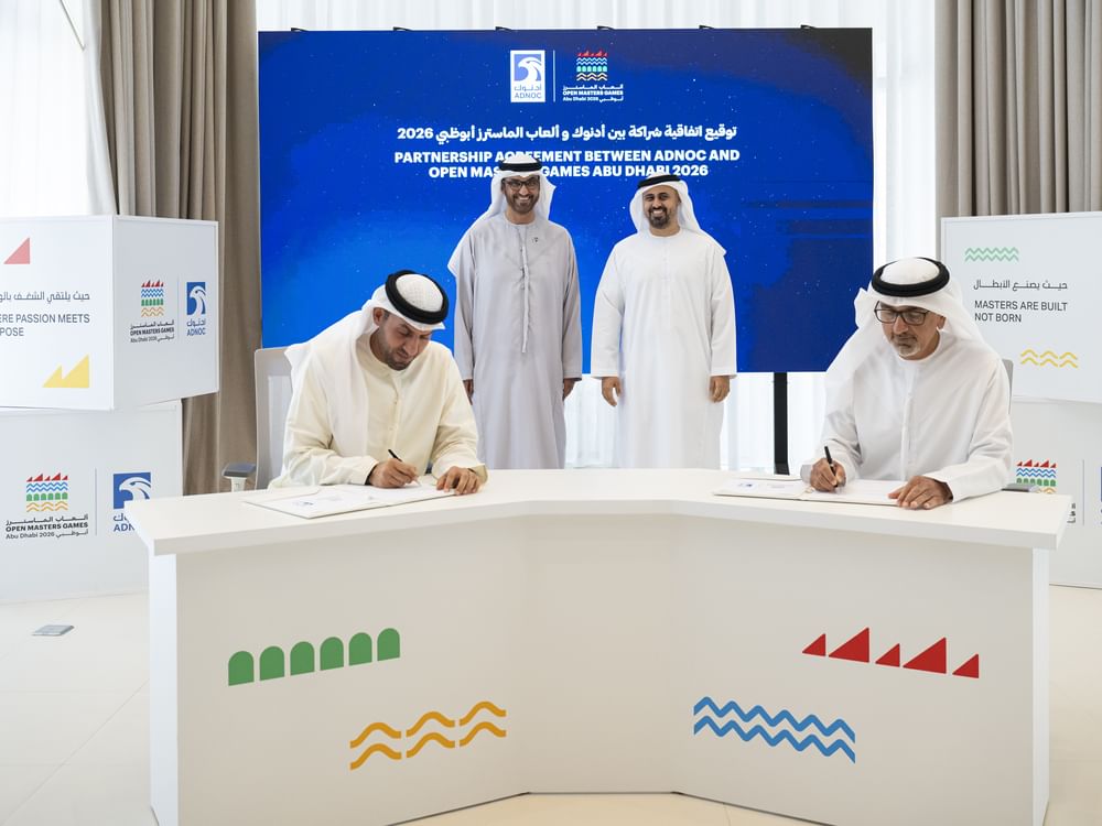 Theyab bin Mohamed bin Zayed witnesses signing of agreement between Open Masters Games Abu Dhabi 2026, ADNOC