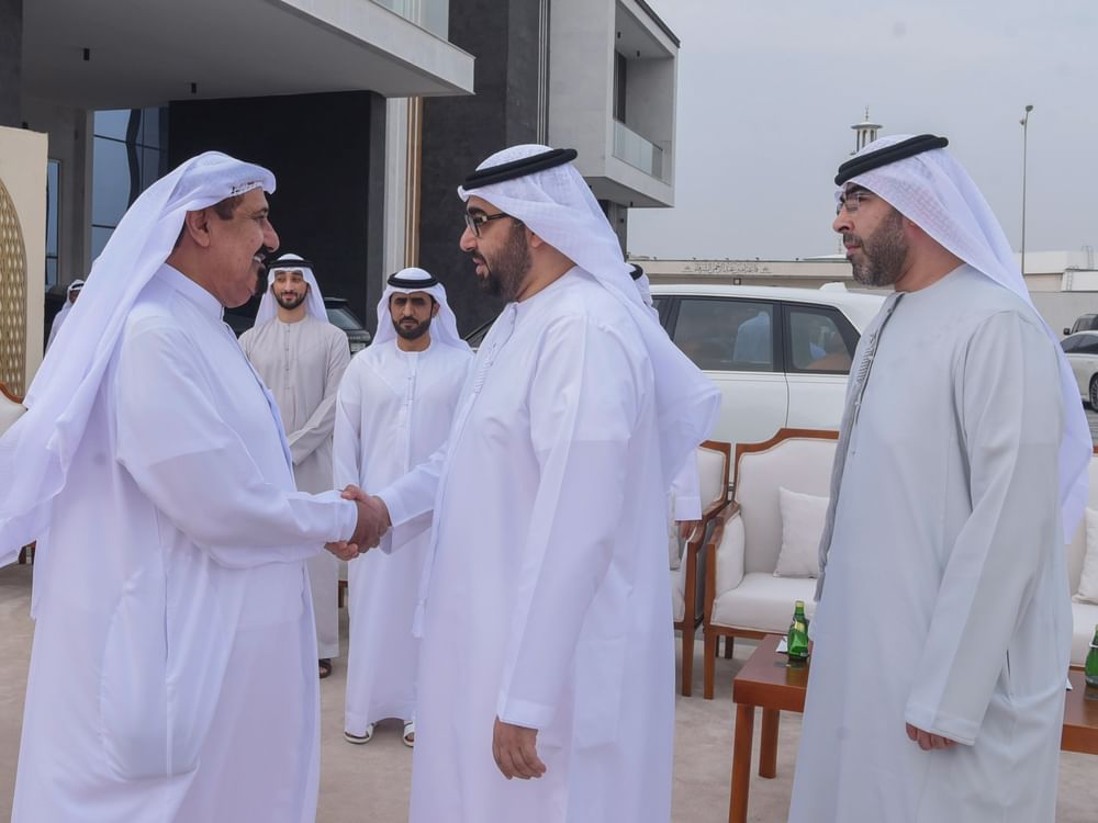 ولي العهد  ونائب حاكم أم القيوين يحضران حفل عقد قران حميد بن خالد بن راشد المعلا