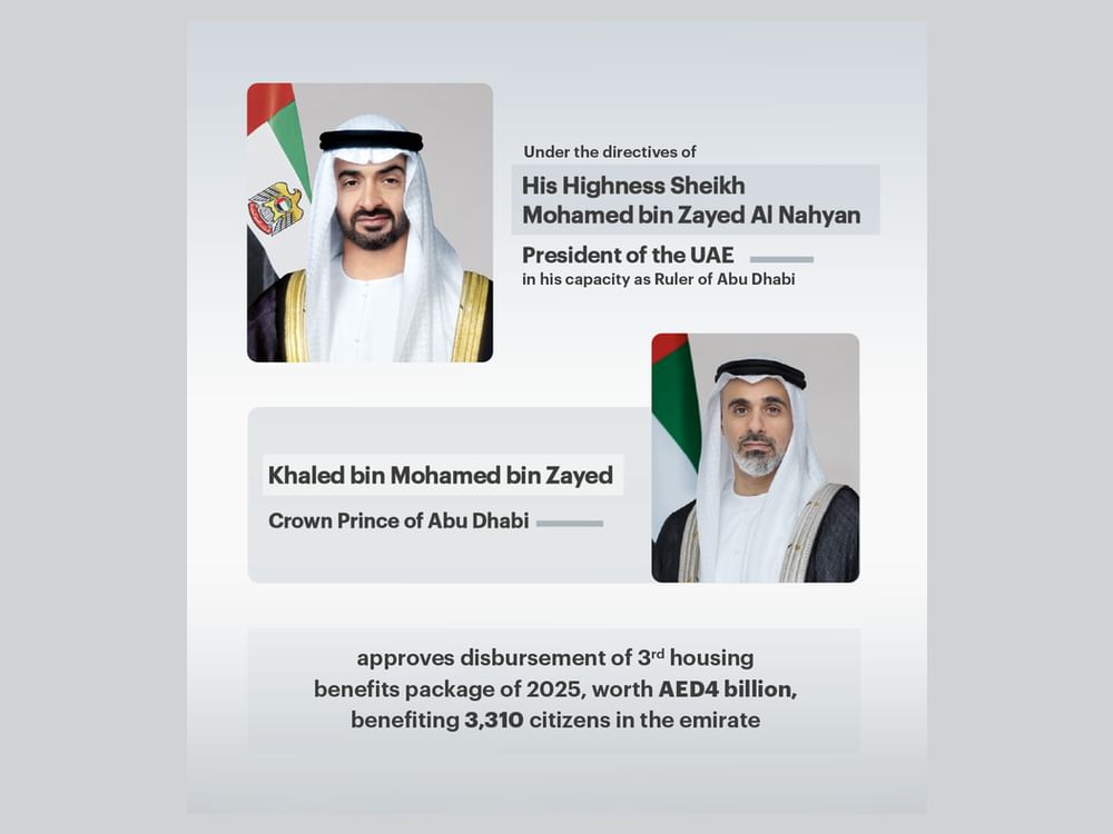 Under directives of UAE President, Khaled bin Mohamed bin Zayed approves third housing benefits package of 2025, worth AED4 billion