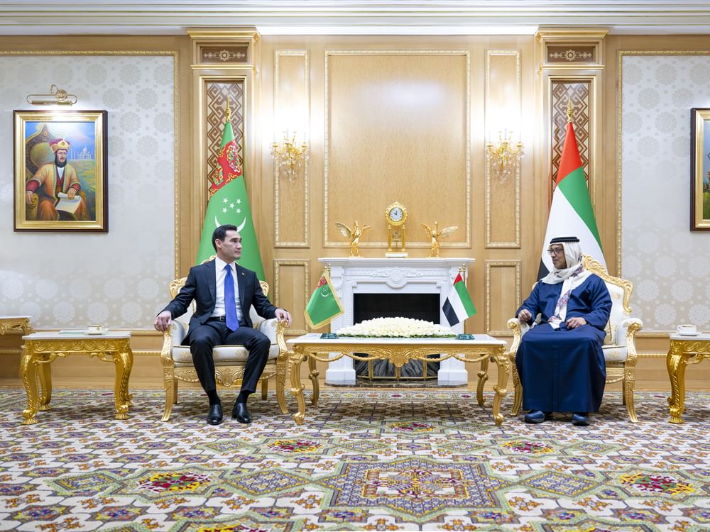 Mansour bin Zayed, President of Turkmenistan discuss enhancing cooperation between two countries