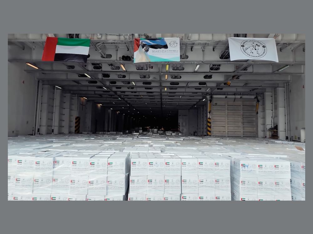 Sheikh Mohammed bin Rashid Humanitarian Ship arrives in Gaza; aid distribution begins